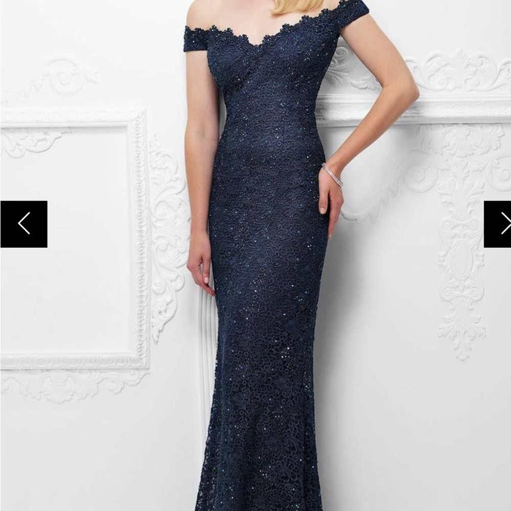 mother of the bride navy dress size 8 altered - height 5’2” with 3 inch heels -
